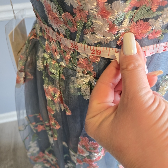 Floral Embroidered Blue Dress - Picture 10 of 11